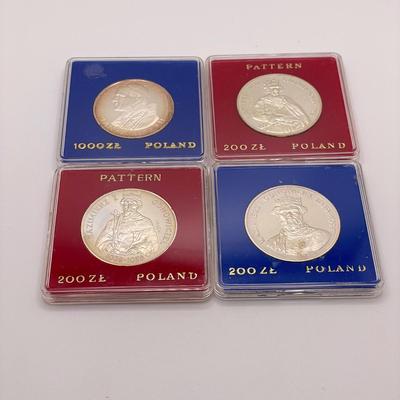 Four Silver Polish Coins incl 1983 Pope John Paul II (ST-SS)