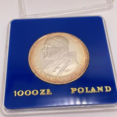 Four Silver Polish Coins incl 1983 Pope John Paul II (ST-SS)