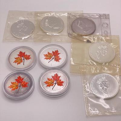Nine Canadian Silver $5 Coins (ST-SS)