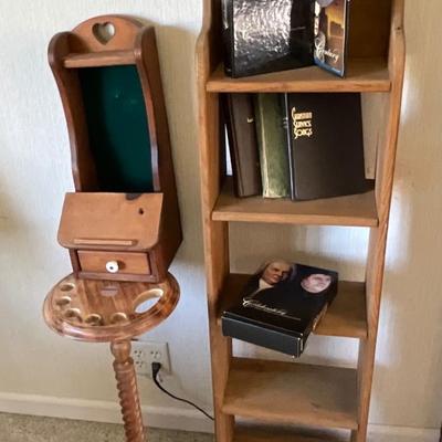 Wooden shelving, Umbrella Stand, CDs