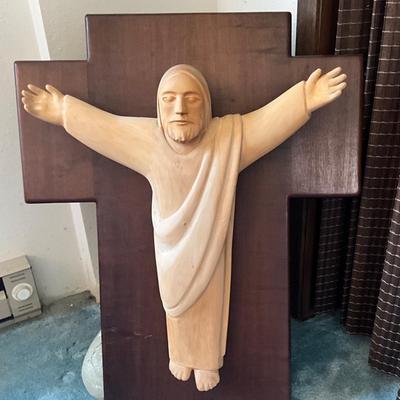 Jesus on the Cross, all made of wood, heavy