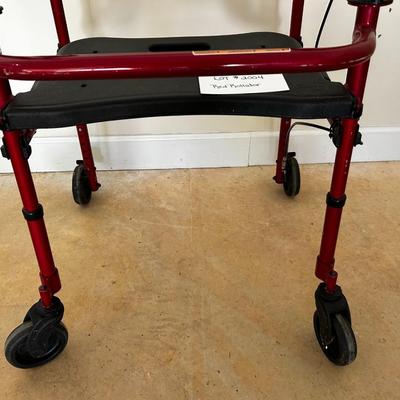 Mobility Assistive Equipment - Invocare Brand Rollator Type Walker - Red and Black