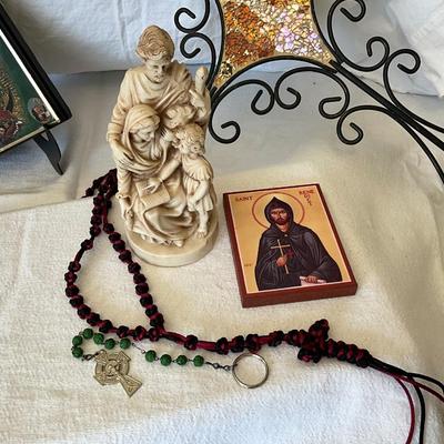 Rosaries, Picture of Jesus, Crosses, Mary/Joseph/Jesus statue