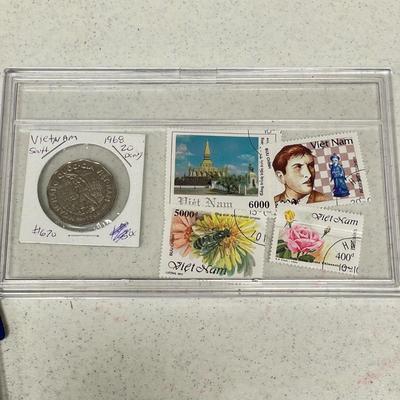 US Coin/Stamp Sets w/ Germany & Vietnam (ST-SS)