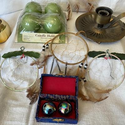Variety Group,, Pewter Candle sticks, Oil burning Lateran, Japanese Stress Balls, plus