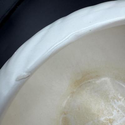 Vintage USA California Pottery with Impressed Leaf Rim