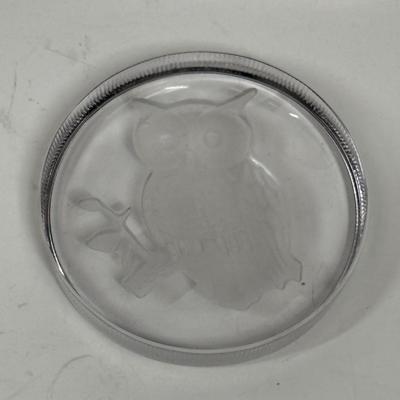 Clear Glass Owl Paperweight