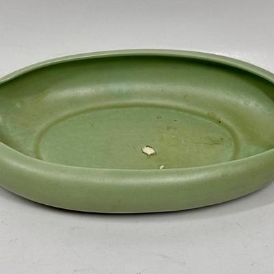 Haeger USA sage green Pottery oblong dish planter vintage MCM floral arraangement vase