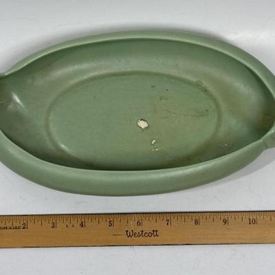 Haeger USA sage green Pottery oblong dish planter vintage MCM floral arraangement vase