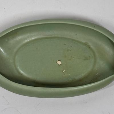 Haeger USA sage green Pottery oblong dish planter vintage MCM floral arraangement vase
