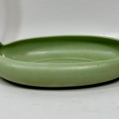 Haeger USA sage green Pottery oblong dish planter vintage MCM floral arraangement vase