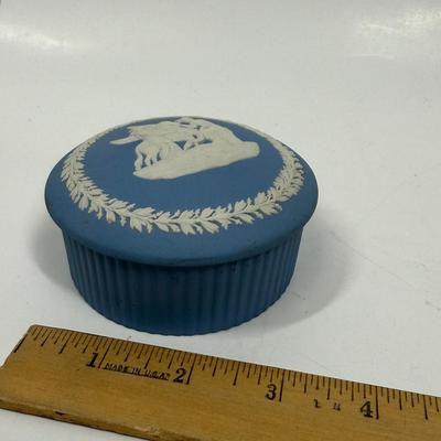 Vintage Blue and White Wedgwood England Lidded Trinket Dish