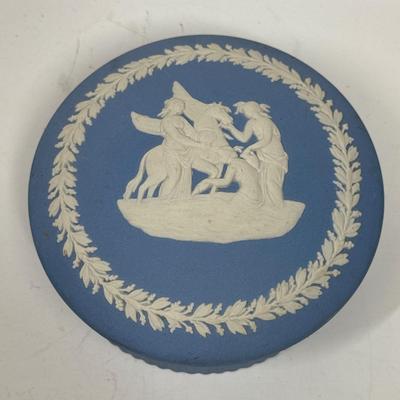 Vintage Blue and White Wedgwood England Lidded Trinket Dish