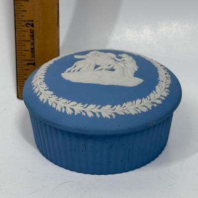 Vintage Blue and White Wedgwood England Lidded Trinket Dish