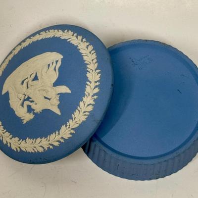 Vintage Blue and White Wedgwood England Lidded Trinket Dish