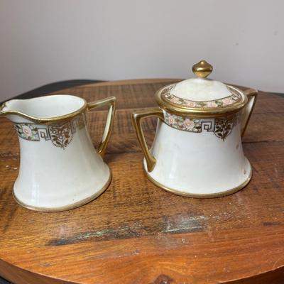 Antique Nippon Creamer and Sugar Bowl