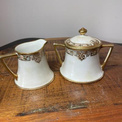 Antique Nippon Creamer and Sugar Bowl