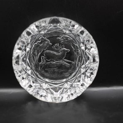 Bleikristall Crystal Ashtray Elk Jumping, Germany