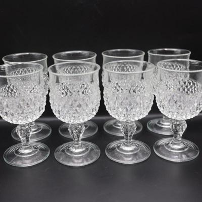 Vintage Indiana Glass Diamond Point Wine Goblets - Set of 8