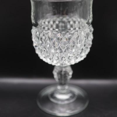 Vintage Indiana Glass Diamond Point Wine Goblets - Set of 8