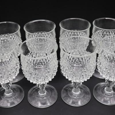 Vintage Indiana Glass Diamond Point Wine Goblets - Set of 8