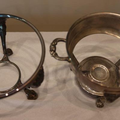 Two Chafing Dishes, Dome Stand & Burner Silverplate