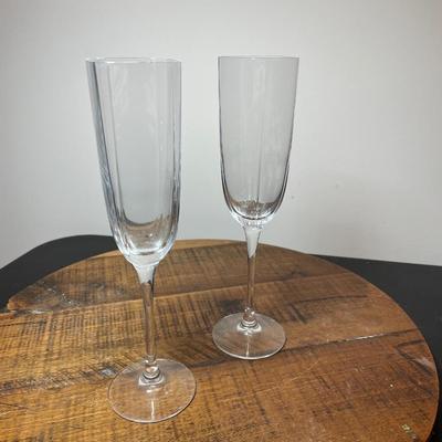 2 Vintage Cristal de Sevres Beaubourg Champagne Flutes 9" tall Discontinued