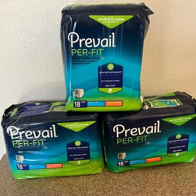 Prevail Per-Fit Adult Large 44-58” Underwear, 3 Pk