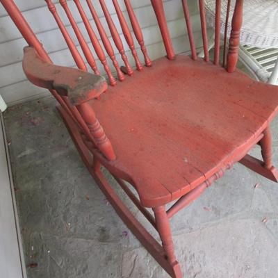 Ornate Antique Rocking Chair With Etched Back #1 (FP)