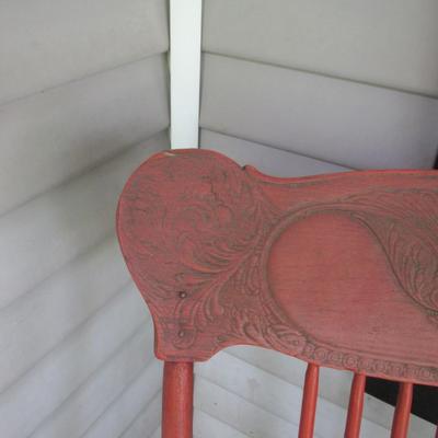 Ornate Antique Rocking Chair With Etched Back #1 (FP)
