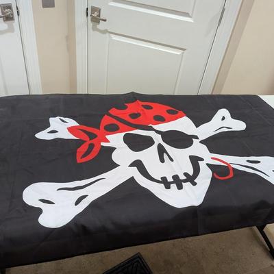 Jolly Roger Pirate Flag Approx 60 1/2" x 35" (SR)