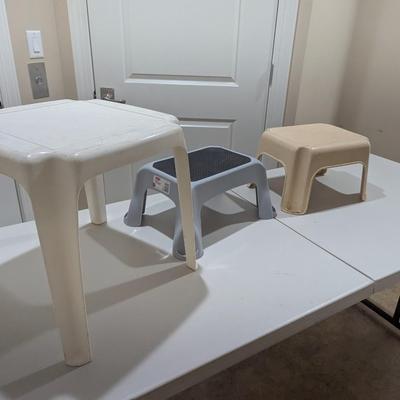Plastic Table & Step Stools (SR)