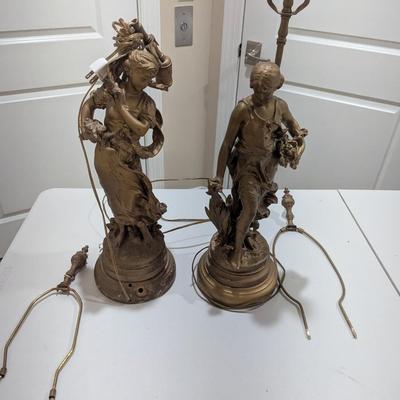 Art Nouveau Brass Table Lamps (SR)