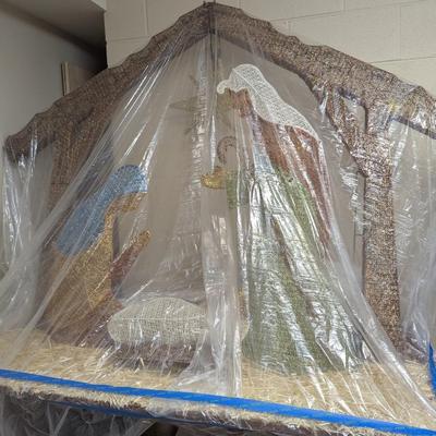Large Hand Crafted Nativity Scene Approx 58" Tall (SR)