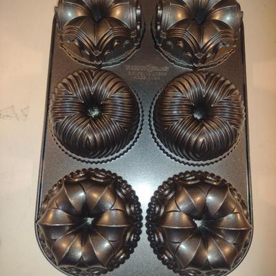 Nordic Ware Baby Bundt Six Cavity Pan- Three Assorted Designs