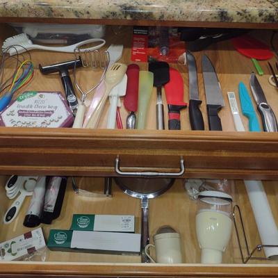 Assorted Utensils, Cutlery, and Kitchen Helpers