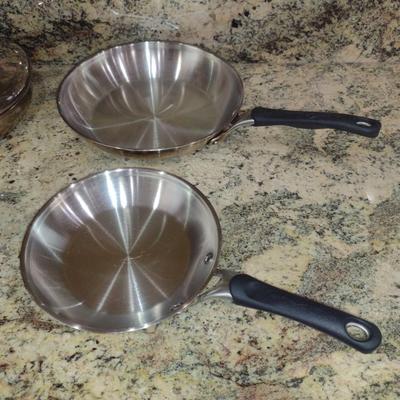 Collection of Stainless Steel Cookware- Calphalon (8" and 10") and Farberware (10" and 2 3/4 Qt. Size)