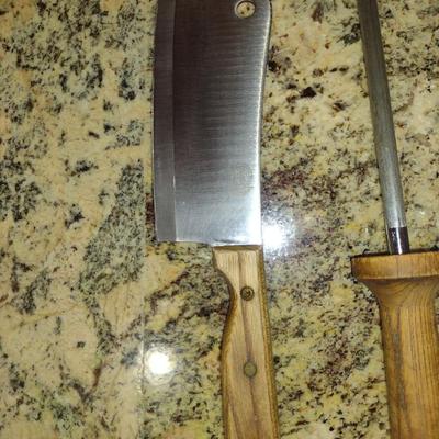 Collection of Cutlery with Two Wooden Blocks- Assorted Makers