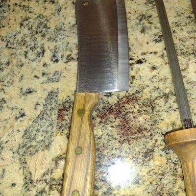 Collection of Cutlery with Two Wooden Blocks- Assorted Makers