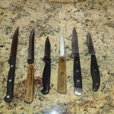 Collection of Cutlery with Two Wooden Blocks- Assorted Makers