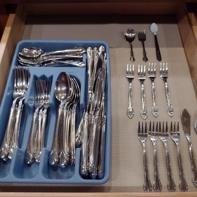 Collection of Mikasa Stainless Flatware- Gerald Patrick Pattern- Approx 59 Pieces