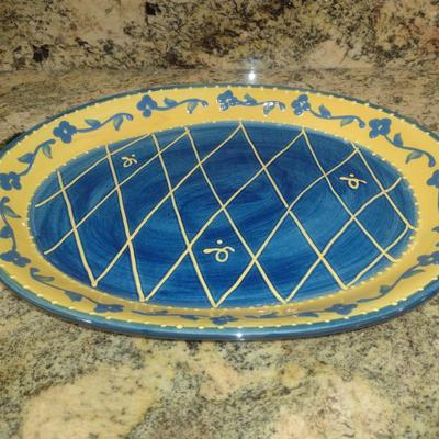 HausenWare Hand Painted Platter- Approx 15" x 11"