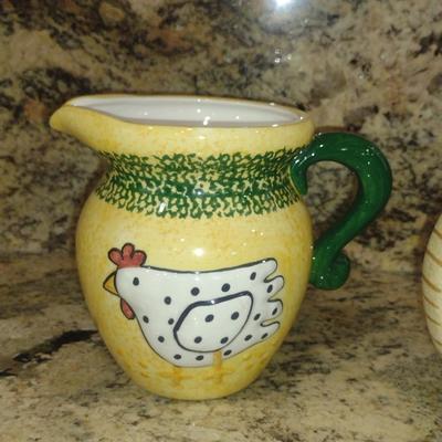 Pair of Decorative Chicken Design Ceramic Pitchers
