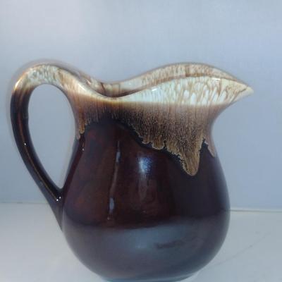 Hand Painted, Glazed Vintage Pitcher- Marked USA- Approx 6 1/2" Tall