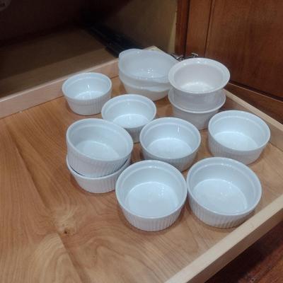 Collection of Baking Dishes and Ramekins- Assorted Makers- Includes Corningware French White