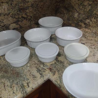 Collection of Baking Dishes and Ramekins- Assorted Makers- Includes Corningware French White