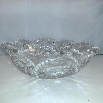 Vintage Saw Tooth Edged Glass/Crystal Bowl- Approx 11" in Diameter