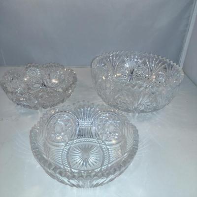 Collection of Glass/Crystal Serving Bowls- Three Pieces