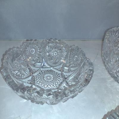 Collection of Glass/Crystal Serving Bowls- Three Pieces