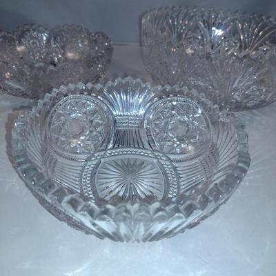 Collection of Glass/Crystal Serving Bowls- Three Pieces